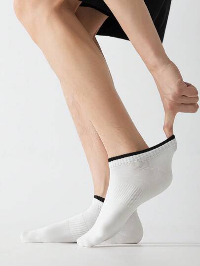 3 Pairs Men's Boat Socks, Breathable Cotton Socks With Color Blocking, Suitable For Spring, Summer And All Seasons