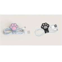 2pcs Cartoon Cat Paw Pattern Cable Organizer | Silicone, Portable And Practical Earphone And Charging Cable, Spiral Design, Desktop Accessory - Multicolor - View 9