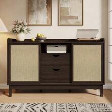 Sideboard, Sliding Doors, Double Drawers, Suitable For Living And Dining Rooms, Multifunctional Storage Furniture. - 駝色 - 查看 6