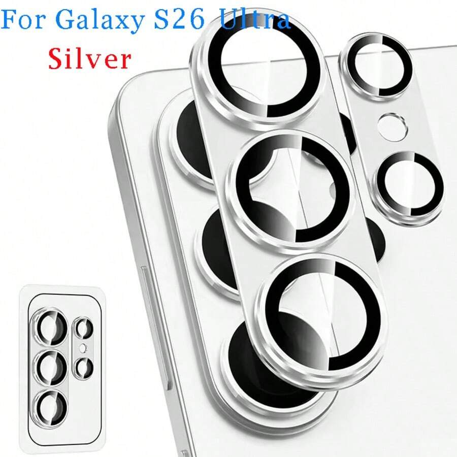 1 buah Pelindung Lensa Kamera Paduan Aluminium untuk Samsung Galaxy S26Ultra / S26 / S26+ Anti-Jatuh Kaca Tempered Penutup Kamera Logam Pelindung Lensa Kamera Belakang Hitam Perak Biru Ungu - MultiWarna - View 1
