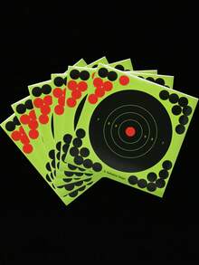 20 piezas Suministros de arquería para caza al aire libre, Dianas de papel para entrenamiento de tiro, Etiquetas de práctica de tiro con cambio de color fluorescente y salpicadura, Adecuado para escenarios de entrenamiento de tiro competitivo. - Verde y negro - Ver 6