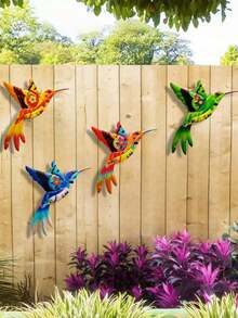 1pc/4pcs Vibrant Metal Hummingbird Wall Art Decor, Suitable For Indoor/Outdoor Decoration, Balcony, Patio, Fence, Wedding Party, Home Decor - Gift For Bird Lovers - A - View 10