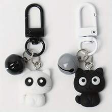 2个/套 可爱黑白猫咪钥匙扣 - 适用于背包和钥匙链 - 彩色 - 查看 8
