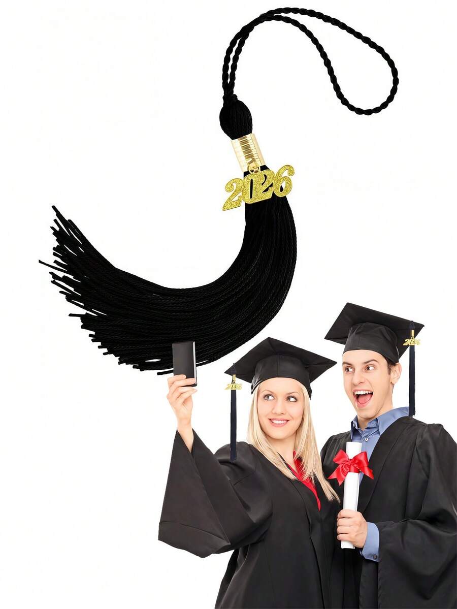 4pcs 2026 Graduation Cap Tassels, Black Graduation Tassels, Graduation Cap Decorations With 2026 Golden Pendant, Suitable For Graduation Ceremony - Black Tassels - View 1