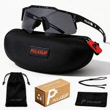 1pc POLASUP Brand Summer Outdoor Casual Glasses, Gradient Color Coated Full Coverage Sports Cycling Hiking Glasses, Solid Color One-Piece Lens Design, Breathable Frame - Multicolor - View 6