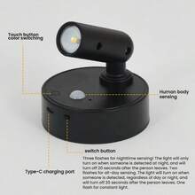 Đèn tường từ tính không dây điều chỉnh độ sáng, không cần khoan, thích hợp cho phòng khách, phòng ngủ, cạnh giường ngủ. - A-Đen - Xem 9