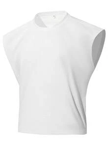 男士休闲运动短袖宽松白色T恤，夏季款 - 白色 - 查看 4