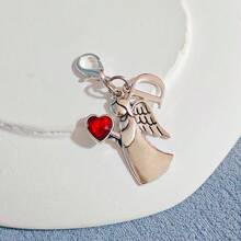 1个精美天使心形钥匙扣，锌合金材质，镶嵌水晶，配有龙虾扣，适合作为情人节、毕业典礼和派对礼物。 - 彩色 - 查看 10