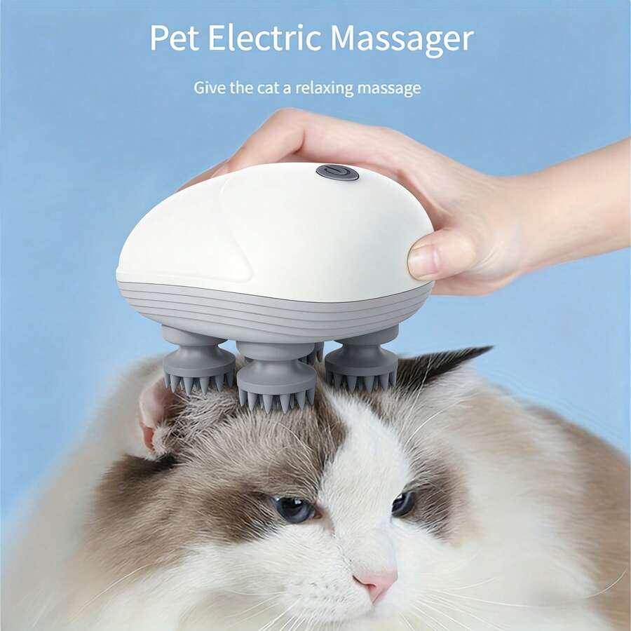 1 pieza Herramienta de masaje manual para mascotas, adecuada para perros y gatos - Rascador eléctrico para gatos y perros con carga USB, alivio de picazón en la cabeza/espalda, relajación de la tensión muscular, regalo, presente de celebración