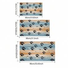 1 pieza Alfombra de baño con estampado de huella de cachorro y patrón de grano de madera retro, alfombra lavable de gel de sílice - huellas de patas de cachorro - Ver 5