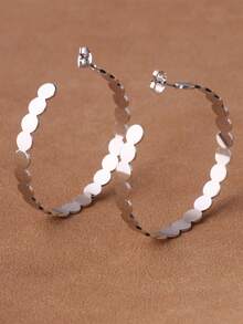 1 Cặp Hoa tai chấm bi hình chữ C, Bộ hoa tai lớn ngày lễ tình nhân cho nữ, Bộ hoa tai đính đá nhiều màu - Vàng - Xem 10