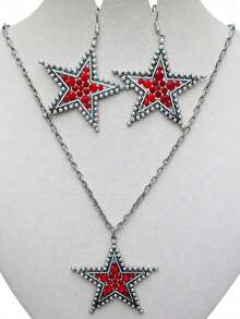 Fashionable Sparkling Star & Turquoise Pendant Necklace, Boho Design For Women - Star - View 9