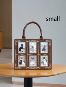 2025 High-End Fashion Summer New Women Handbag, Niche Design Tarot Card Diamond Tote Bag, Large Capacity Y2K Cute Cat Bag, Unique Handmade Embroidery Beaded Briefcase, Retro One Shoulder Tote Bag - 彩色 - 查看 19