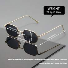 Gold-Rimmed Tinted Square Lens Unisex Fashion , Retro Design, UV Protection, Suitable For Men''s Vacation Style - Multicolor - View 7