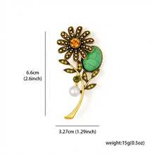1 Stück Vintage elegante Brosche aus Zinklegierung mit Blume & Sonnenblume, geeignet für den täglichen Gebrauch von Frauen, Partys, Festivalgeschenke - Grün - Übersicht 7