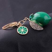 1pc Cute Rhinestone Lemon Keychain Summer Fruit Metal Lemon Slice Bag Accessories Ideal Gift For Friends Lightweight And Luxurious - Multicolor - View 8