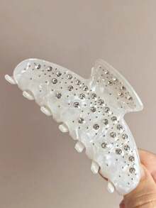 1pc Children Girls Simple Fashion Rhinestone Back Of Head Hair Claw Clip Hair Grab Sweet Gentle Elegant Hair Accessory - Multicolor - View 8