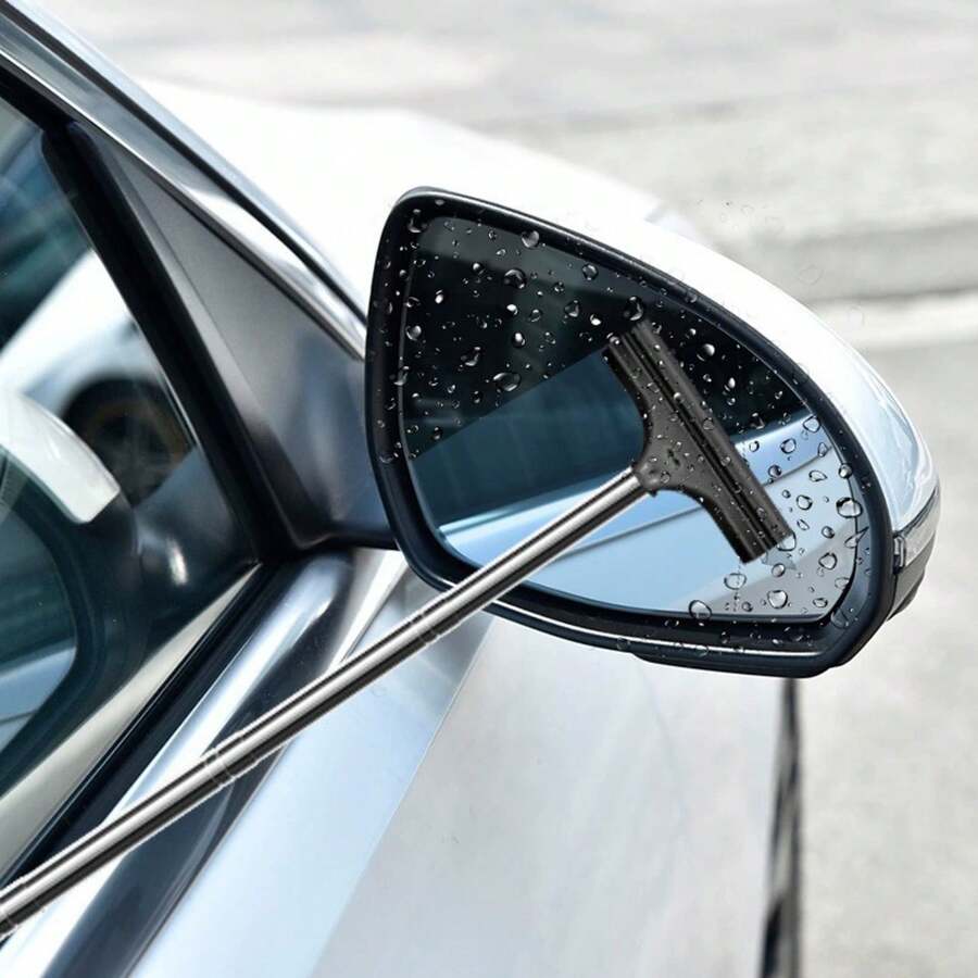 Side Mirror Squeegee,Car Mirror Squeegee,Retractable Car Rearview Mirror Wiper,Portable Car Cleaning Tool For Rainy Foggy Weather,Universal Car 1pcs - Pink - View 1