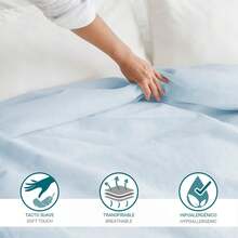 Ecommerc3 3-4 Piece Cotton Sheet Set, Fits Beds 80-200 Cm, Wide Variety Of Colors - 天藍色 - 查看 3