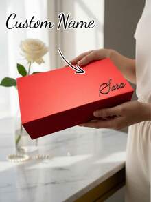 Personalized Gift Box With Lid, Magnetic Decorative Box With Custom Name - Ribbon Closure - Sturdy Cardboard Gift Box For Bridesmaids, Groomsmen, And Wedding Party - Bridesmaid Gift Box, Magnetic Lid Storage Box, Suitable For Wedding Celebrations - Multicolor - View 2