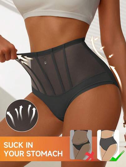 1pc High Waist Shaping Panties For Women, Abdomen Control, Butt Lifting Shapewear Shorts