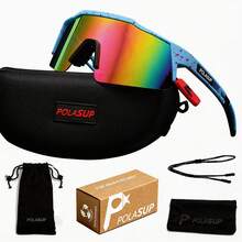 1pc POLASUP Brand Summer Outdoor Casual Glasses, Gradient Color Coated Full Coverage Sports Cycling Hiking Glasses, Solid Color One-Piece Lens Design, Breathable Frame - Multicolor - View 4