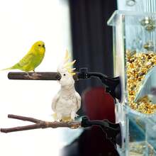 Bộ 2 giá đỡ tắm bằng cành cây tự nhiên có giác hút dành cho vẹt, thích hợp cho các loài chim (Đồ thủ công bằng gỗ) - Xem 9