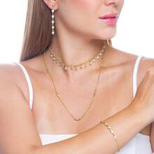Women's Set: Necklace, Choker, Bracelet, Earrings, Cubic Zirconia, Crystal, 18k Gold Plated Costume Jewelry - 金色 - 查看 1