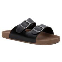 Unisex Casual  Sandal With Adjustable Buckle, Comfortable, Synthetic - 黑色/棕色 - 查看 10