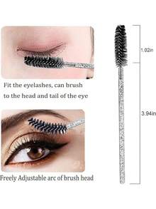 100/500支装一次性黑色睫毛膏刷、眉刷、迷你化妆工具、眼影刷、螺旋刷 - 黑色 - 查看 2