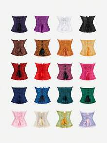 Áo corset kiểu retro thanh lịch, áo bustier buộc dây, áo croptop ôm eo, thích hợp cho đám cưới, tiệc tùng, Halloween, trang phục ngày lễ. - Nhiều màu - Xem 11