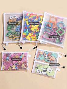 12pcs Mesh Zipper Bags, PVC Mesh Zipper Pouches, Waterproof Plastic Mesh Zipper Envelopes, File Folders, Multi-Purpose Mesh Organizer Bags, Transparent Document Storage Bags, Back To School, Zipper File Bags, Puzzle Toy Sorting Bags, Pencil Cases, File Folders, Office Stationery Storage Bags, Gift Bags - Multicolor - View 8