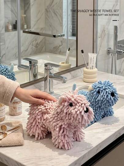 Toalla de mano con forma de cachorro, toalla de cocina, toalla de baño, montada en la pared, toalla de cachorro, paño absorbente, paño colgante, suministros de cocina, suministros de baño, toalla de mano de cachorro de dibujos animados, toalla de mano creativa de animal de dibujos animados multifuncional, bola de toalla de chenilla de perro, toalla de mano de chenilla, toalla de perro de chenilla, bolas de toalla decorativa de chenilla, toalla de bola esponjosa, esponja para secar las manos