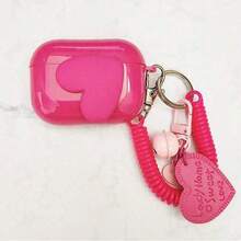 3D立体紫红色心形保护壳，兼容苹果耳机，防刮防摔。 - 粉色 - 查看 13