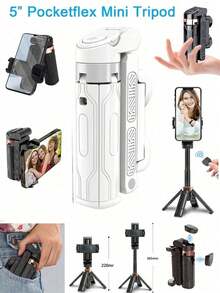 YAIUZGOO Chân máy điện thoại mini 3 trong 1 bằng hợp kim nhôm, có thể kéo dài, điều khiển từ xa, xoay 360°, gậy selfie di động tiện dụng cho chụp ảnh du lịch. - Xem 9