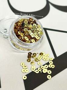 1件全新原创美甲装饰品，多功能2毫米金色圆环混合尺寸3D美甲饰品，美甲用品，Y2K风格，DIY美甲设计装饰组件，美甲配件 - 彩色 - 查看 4