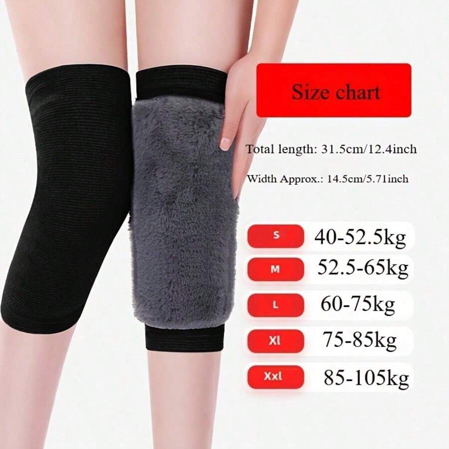 1 Pair Fleece Knee Pads, Lightweight Leg Warmers, Soft Design, Elastic Fabric, Suitable For All Seasons - Multicolor - View 1