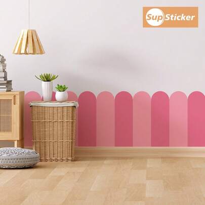 6pcs Macaron Colorful Arch Shaped Wall Stickers, Self-Adhesive Removable Wall Decals, Suitable For Boys, Girls, Nursery, Kids Bedroom Wall Decor, Kindergarten Party Decoration, 7.68 X 23.43 Inch