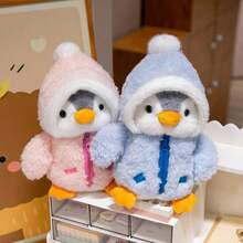 Muñeco de peluche de pingüino lindo de 25cm/9.84in, muñeco de peluche de pingüino de dibujos animados suave, con ropa intercambiable, adecuado para regalos de cumpleaños, Navidad, Año Nuevo y San Valentín de niños, unisex (debido a diferentes lotes de tela, el color puede variar ligeramente de la imagen promocional, pero el producto real será similar a la imagen) - Multicolor - Ver 9