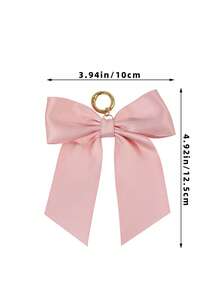 1pc Women's Solid Color Casual Sweet Bow Decor Accessory, Round Ring Open Key Chain, Bag Charm, Suitable For Matching Outfits, Decorating Bags, Applicable For Any Occasion - Multicolor - View 5
