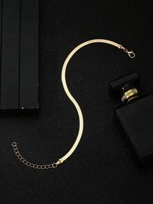 1pc Minimalist Elegant Gold Stainless Steel Anklet, Decorative Accessory Gift For Family & Friends, Summer Vacation Style Anklet - Gold - View 6