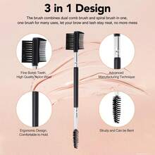 3 Head Eyebrow Eyelash Shaper Eyelash Comb Double Head Brush Makeup Grooming Tool Cosmetic With 3 Different Spoolie Brushes For Separating Lashes, Eliminating Mascara Clumps, Grooming And Shaping Brow - EC-01 - Xem 3