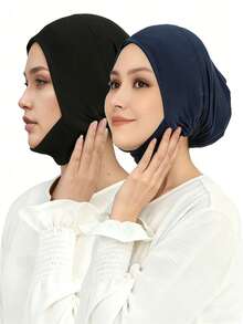 2pcs Hijab Beanies Cap Undercaps Slouchy With Elasti Non-Slip Caps Under Scarf For Women - Color - View 2