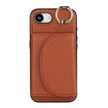 Ốp ví giả da PU AWQUER phù hợp với 17 Air 17E 16E 16 15 14 13 12 11 Pro X XS Max XR 8 7 Plus SE 5G 2022 2020 SE3 SE2, có chân đế, khe đựng thẻ, túi đựng điện thoại và vòng giữ ngón tay. - màu nâu - Xem 17
