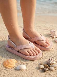 1 đôi dép xỏ ngón in hình dâu tây dễ thương cho bé gái, dép quai hậu hở ngón, dép bệt xinh xắn cho kỳ nghỉ hè và đi bơi (mẫu ngẫu nhiên) - Màu Khaki - Xem 2