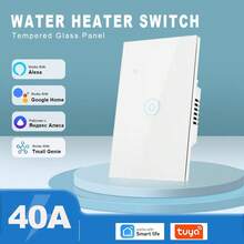 美规40A ZigBee智能热水器开关 – 8000W大功率，兼容Alexa/Smart Life/涂鸦智能，支持APP远程和语音控制，具备定时和倒计时功能，支持群组控制和共享，钢化玻璃面板，超薄9mm设计，背光开关，需搭配网关使用。 - 彩色 - 查看 14