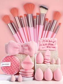 33pcs Makeup Brush Set (With Drawstring Pouch), Including Blush Brush, Foundation Brush, Eyeshadow Brush, Contour Brush, Eyeshadow Brush, Soft Hair Brush, Blush Brush, Professional Makeup Brush Set, Women Makeup Brush Set, Face Cleansing Brush Set, Makeup Brush Set, Makeup Brush Set, Makeup Brush Set, Complete Makeup Brush Set, Makeup Brush Set, Makeup Brush Set, Makeup Gift Set - Multicolor - View 9