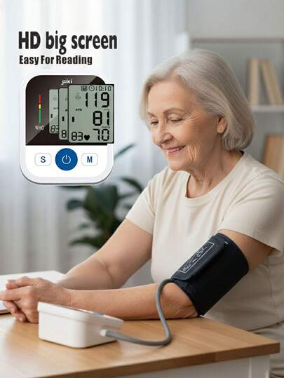  JZIKI Upper Arm Blood Pressure Monitor, 2 Users 99*2 Memory, Large LCD Display, Battery Operated Automatic BP Machine For Home & Travel, Accurate Readings With Adjustable Comfortable Cuff, Digital Blood Pressure Monitor, Ideal For Home, Travel & Pregnancy Monitoring