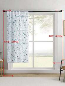 1件刺绣薄纱窗帘，花卉图案，带杆袋，防紫外线，透气，涤纶面料，无衬里，适用于客厅、卧室、餐厅 - 藍色 - 查看 57