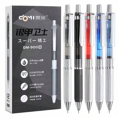 Bộ 3 bút bi gel dung lượng cực lớn - đầu bút mảnh 0.5mm, khoảng cách viết 1500m, viết trơn tru, khô nhanh, không tắc mực, thân bút mềm bán trong suốt, có thể nạp mực lại, kẹp kim loại - Lý tưởng cho sổ tay, văn phòng và trường học.